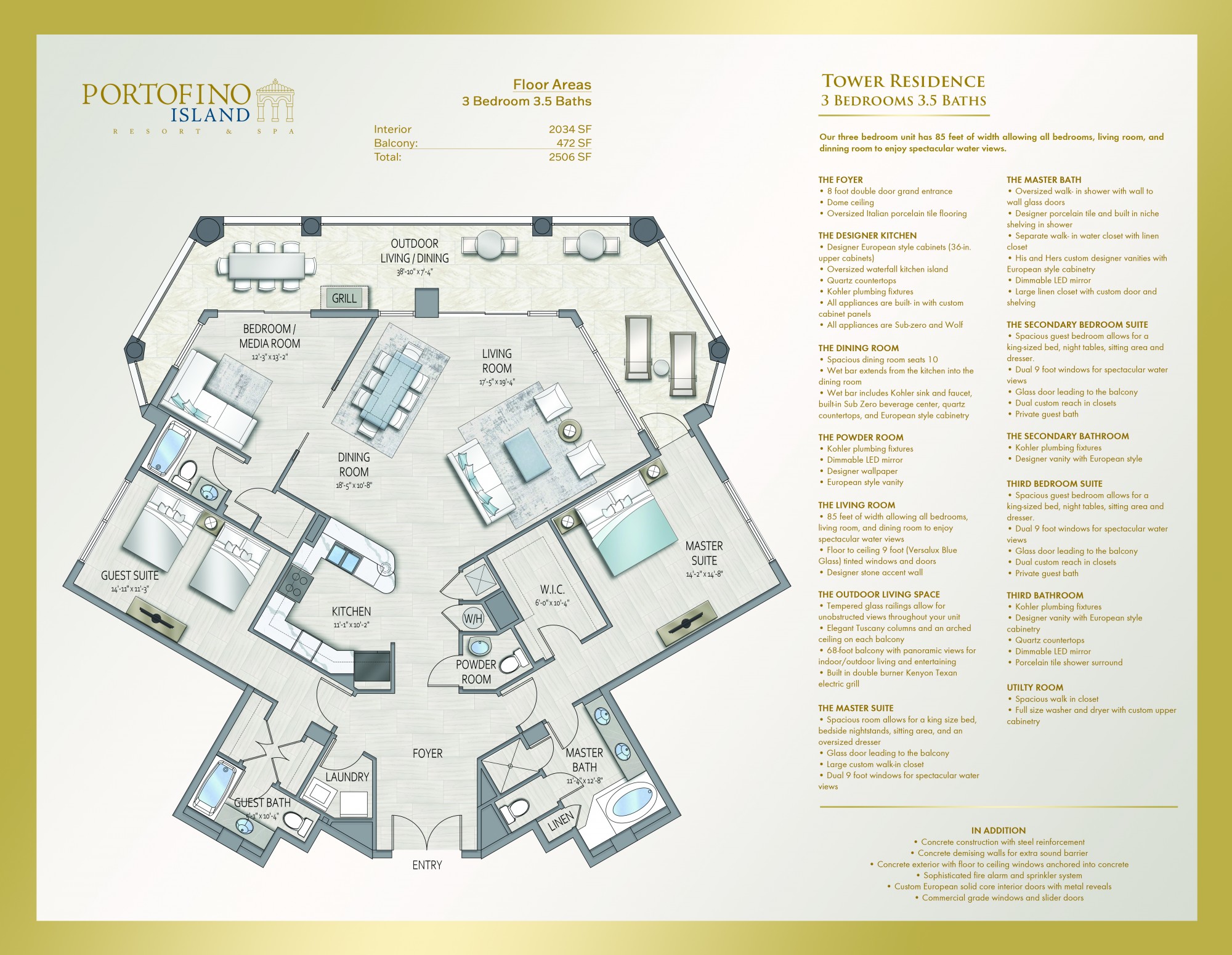 Portofino 3BR floor plan